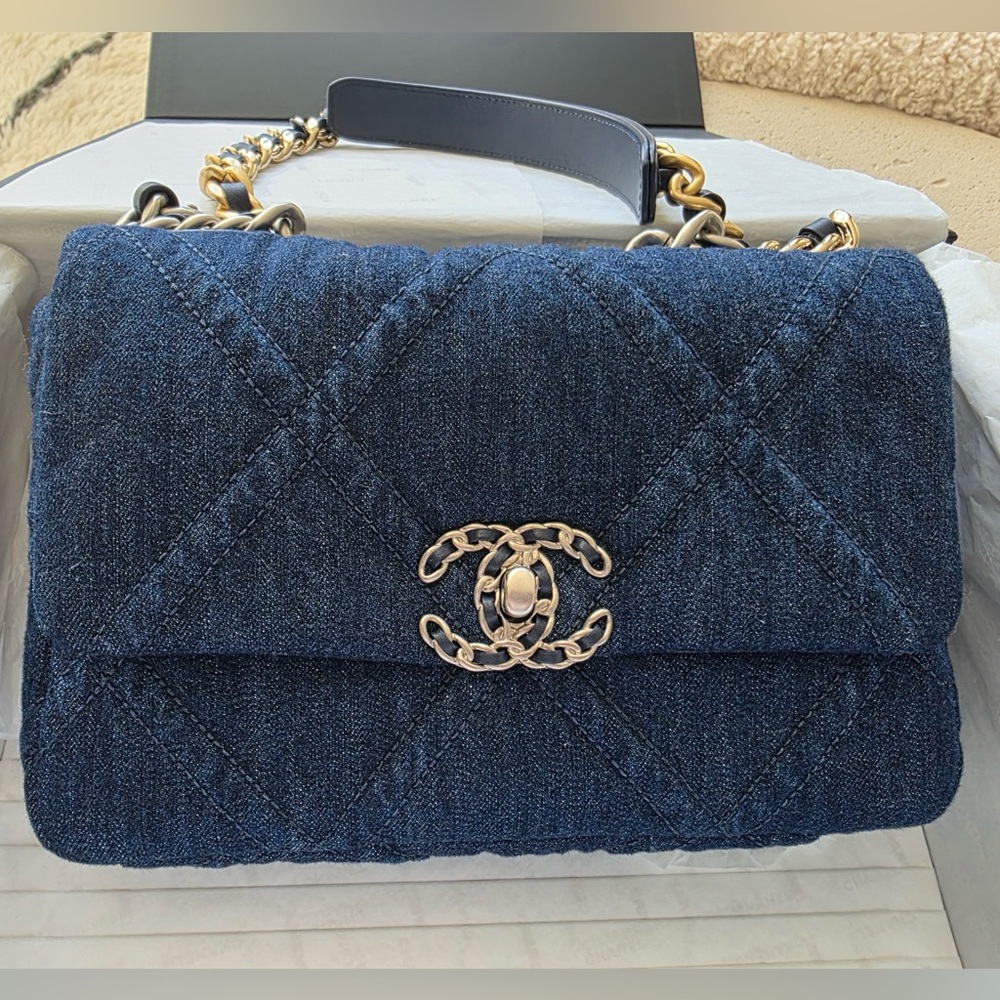 Chanel 19 Flap bag Denim Dark blue